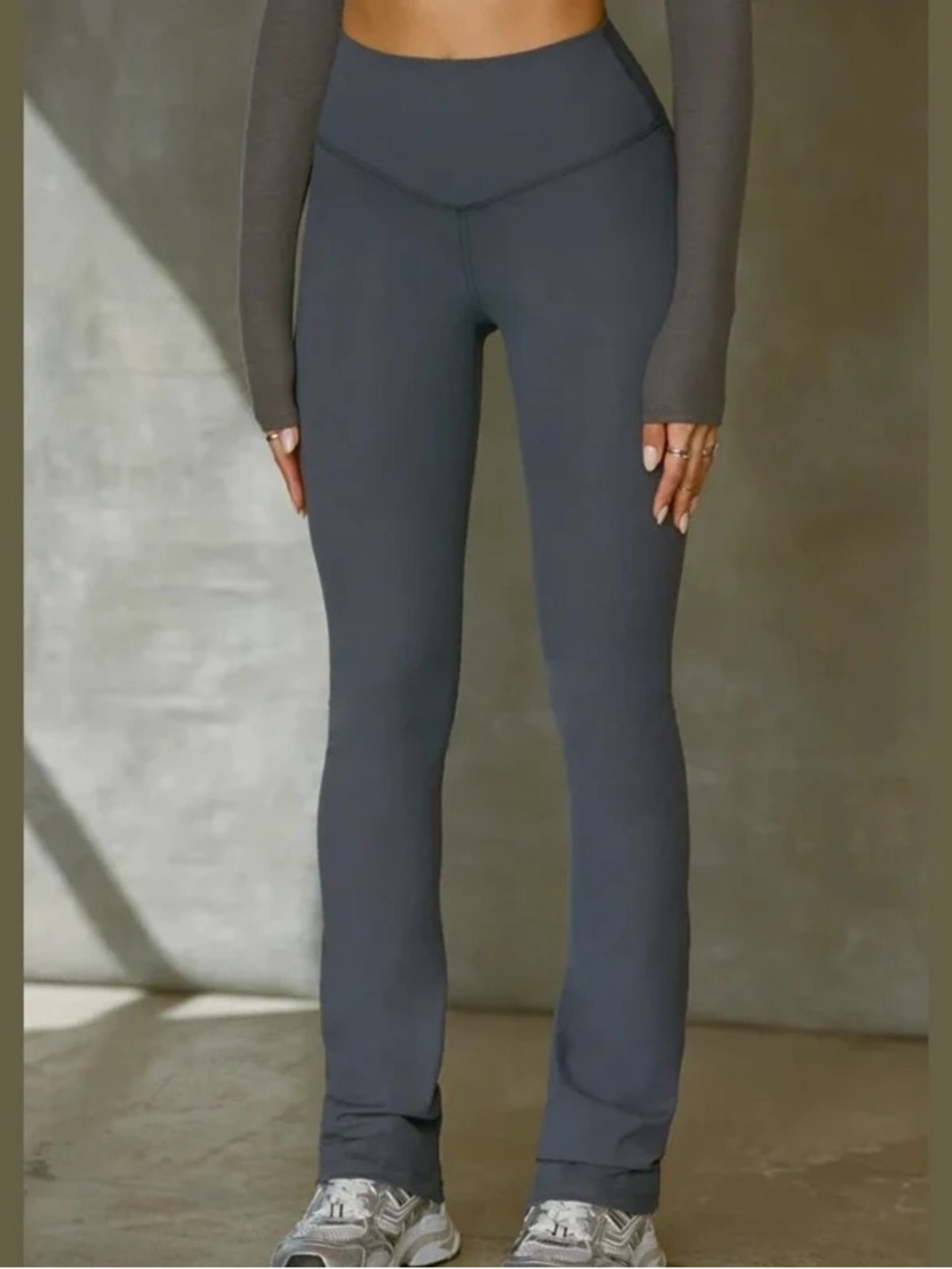 Joah Brown Slate Gray High-Rise Flare Leg Jeans